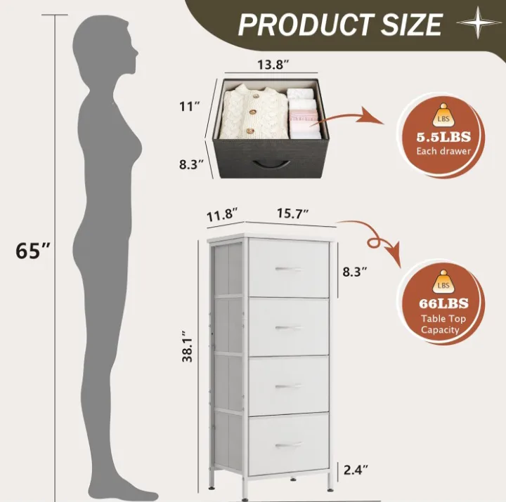 SPNAUT 4-Drawer Tall Dresser - Dark Grey - New in Box! image indicator(5)