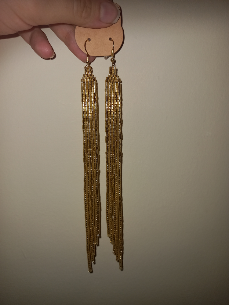 Gold Beaded Tassel Earrings - photo 2