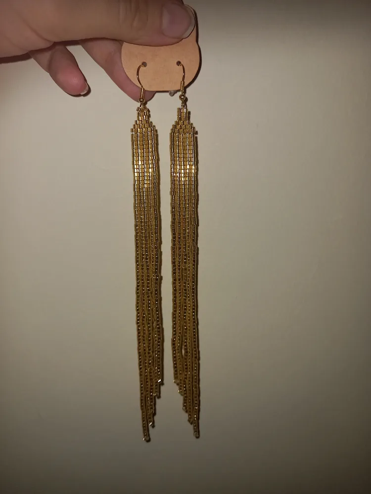 Gold Beaded Tassel Earrings image indicator(2)