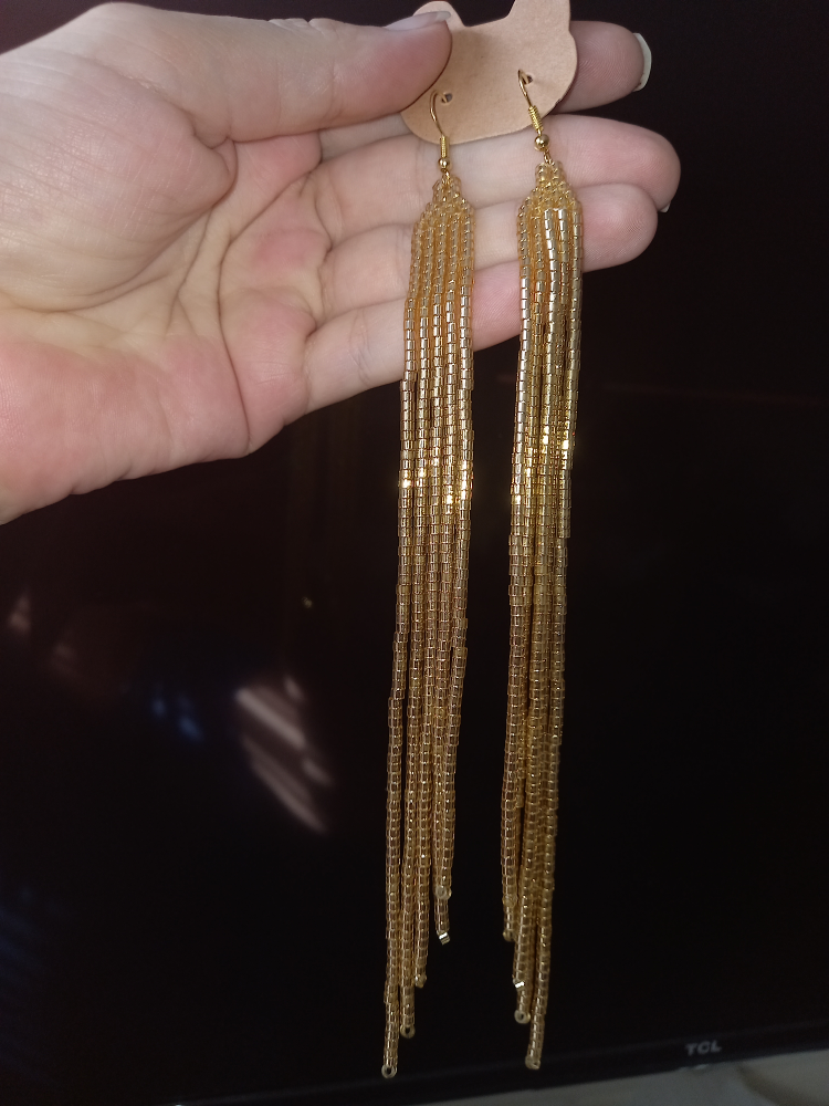 Gold Beaded Tassel Earrings - photo 3
