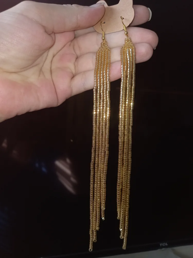 Gold Beaded Tassel Earrings image indicator(3)