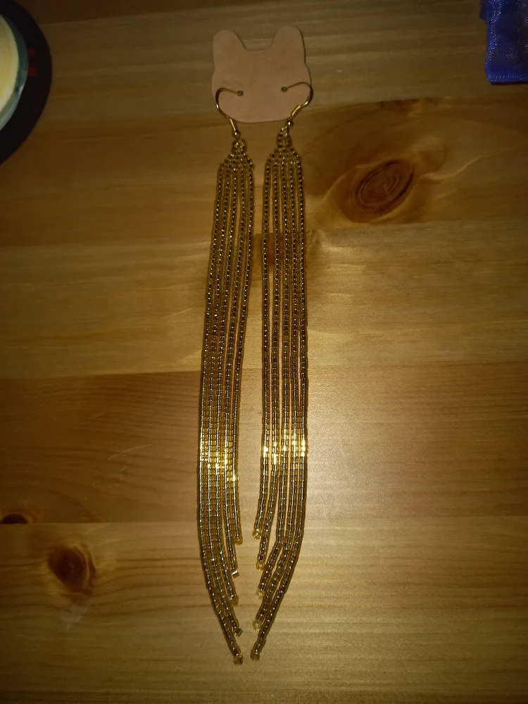 Gold Beaded Tassel Earrings image indicator(5)