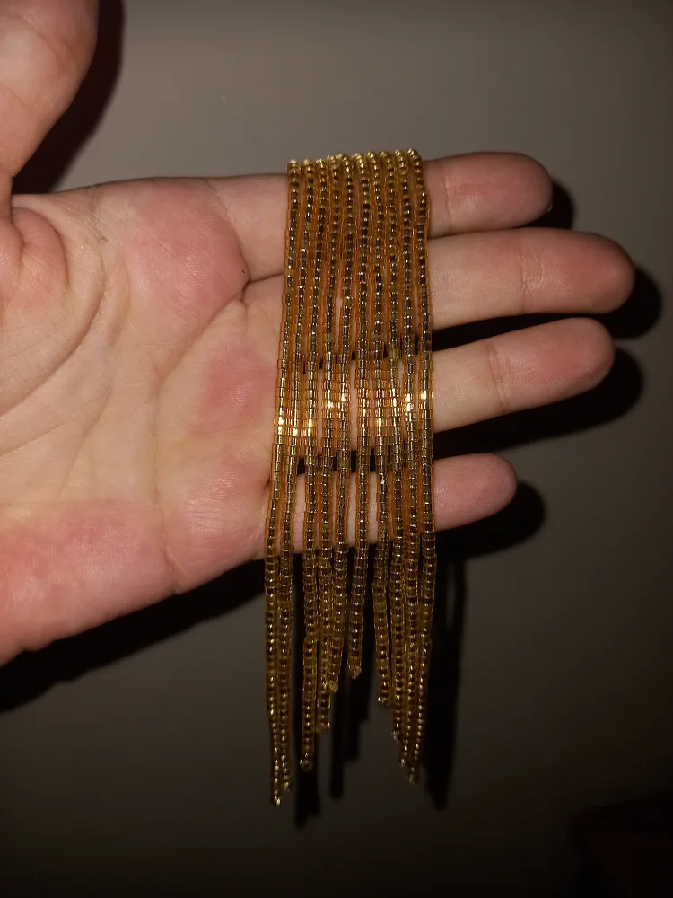 Gold Beaded Tassel Earrings image indicator(6)