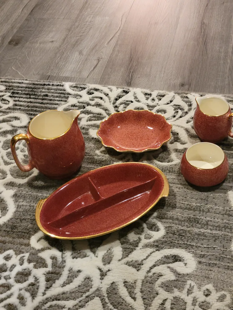 Mid Century Royal Winton Grimwades Mottled Pink China image indicator(3)