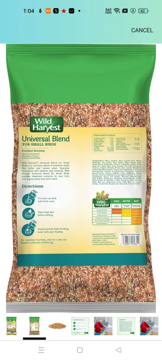 Wild Harvest Universal Blend for Small Birds - 10 lb Bag image indicator(2)