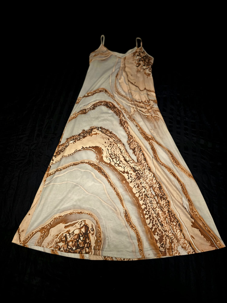 Sleeveless Dress - Beige & Brown Pattern - photo 4