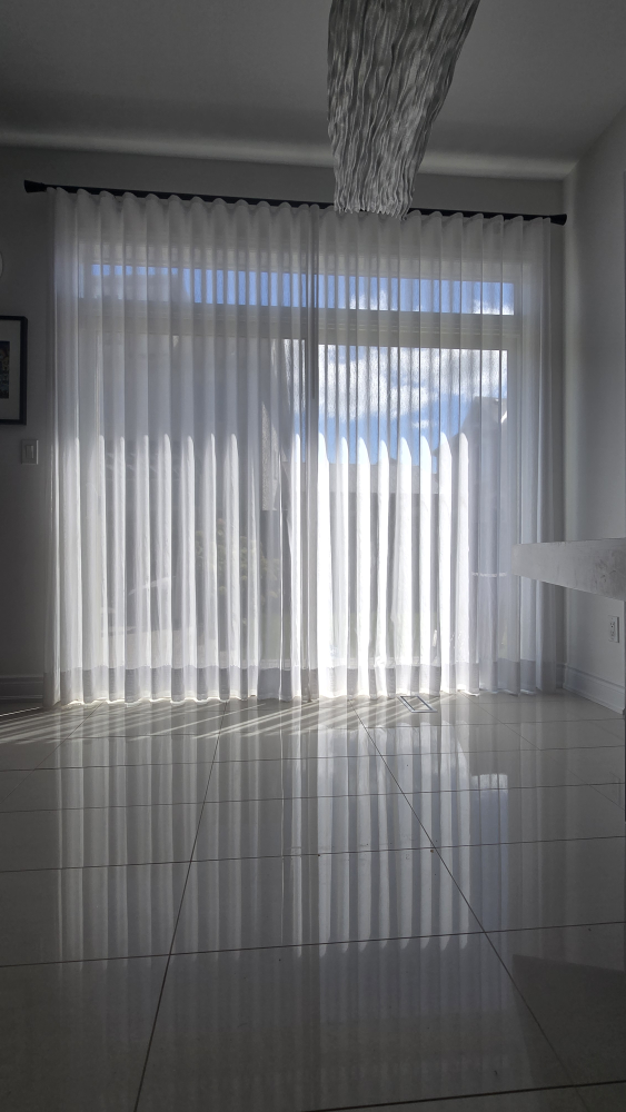 Custom Ripple-fold Sheer Curtains and Rod