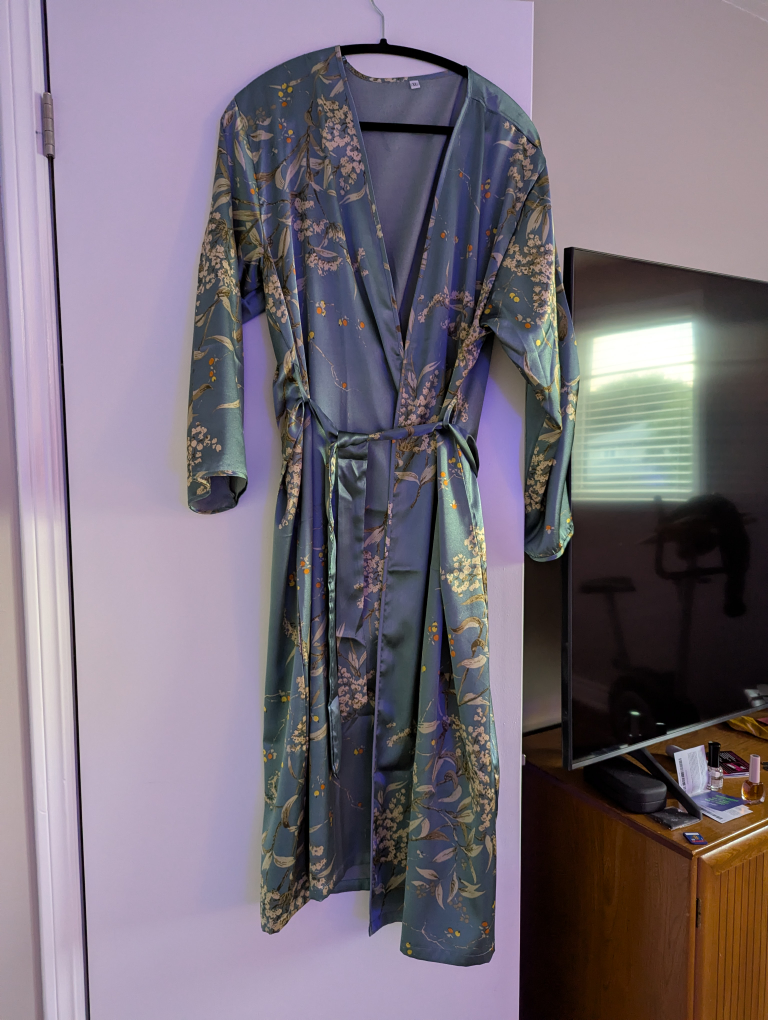 Floral Print Satin Robe