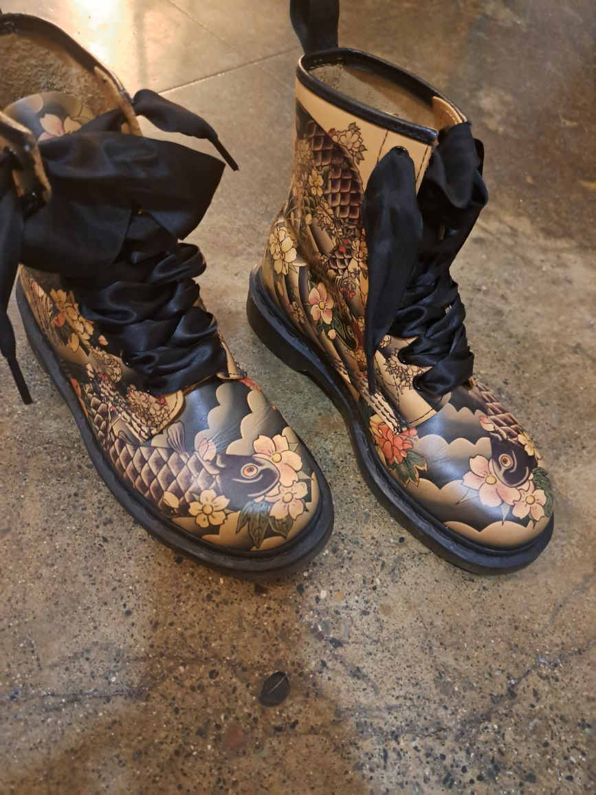 Dr. Martens Leather Boots with Koi Fish Design X Eviso Wagara - photo 2