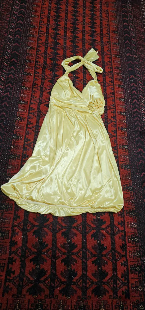 Le Chateau Yellow Halter Dress - Size S thumbnail