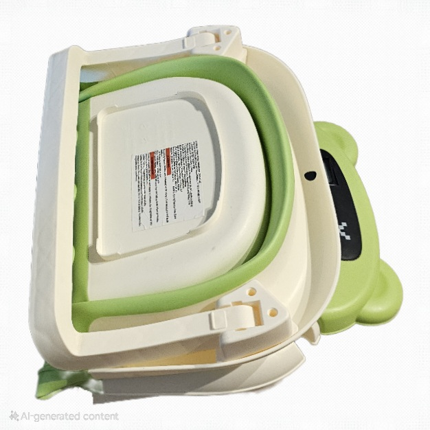 Green Folding Baby Bathtub with Thermometer - photo 3