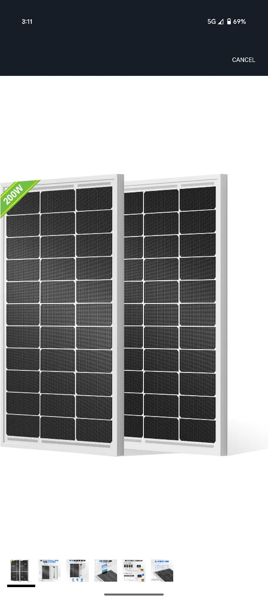 200W Solar Panel - 35.24 x 23.03 Inches thumbnail