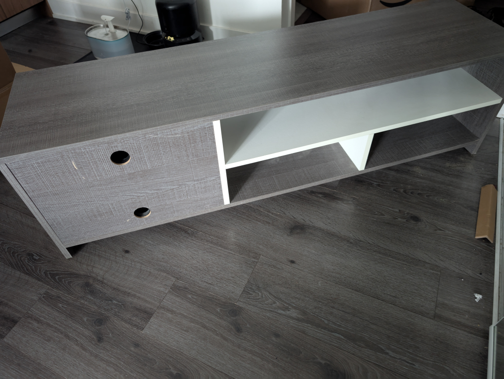 Grey & White TV Stand - photo 3