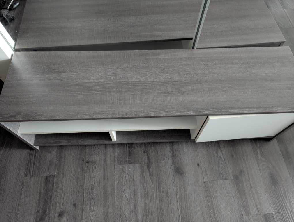 Grey & White TV Stand - photo 4