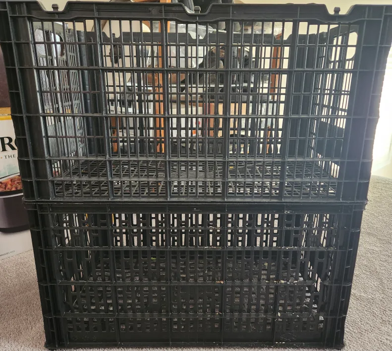 Two Black Plastic Storage Crates thumbnail