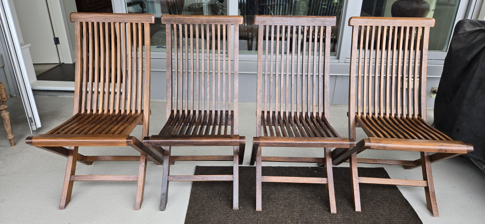 Set of 4 Teak Folding Chairs - photo 5