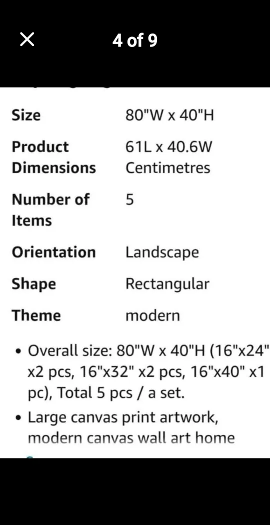 5-Panel Canvas Wall Art, 80"x40" image indicator(4)