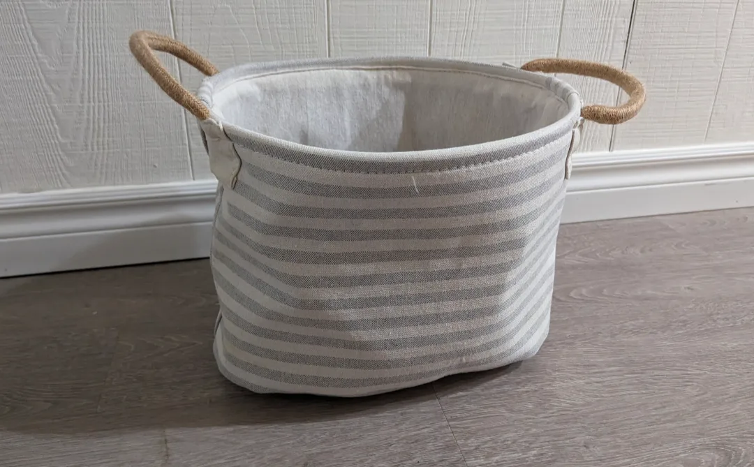 Striped Storage Basket with Rope Handles thumbnail