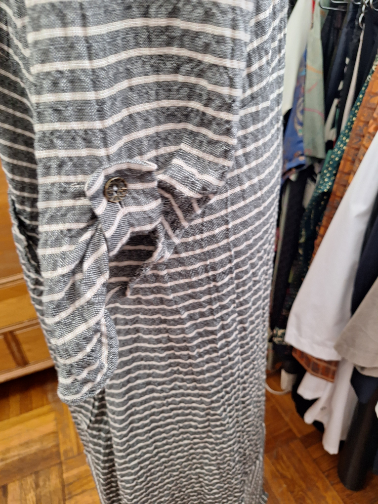 Striped Maxi Dress - Grey and White - photo 3