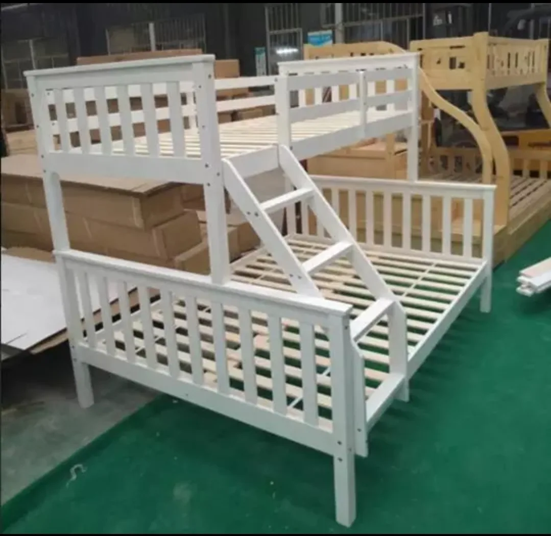 White Wooden Triple Bunk Bed Frame thumbnail