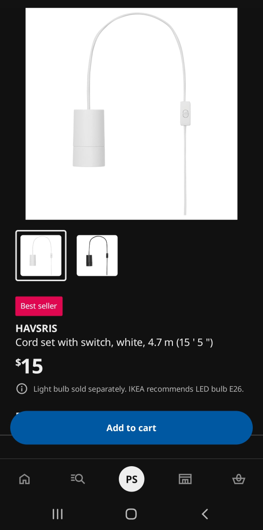 IKEA TORARED Lamp Shade + HAVSRIS Cord - photo 4