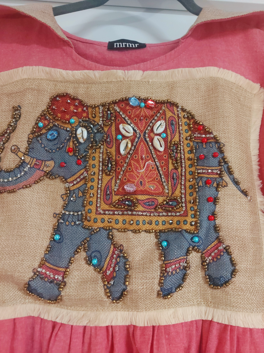 Pink Dress with Elephant Design - photo 2