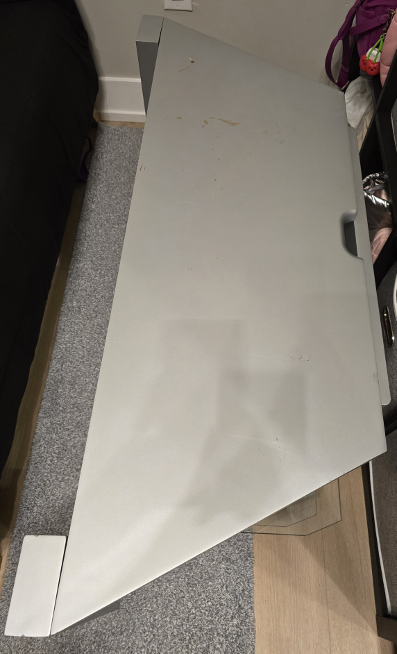 Grey TV Stand with Glass Shelves