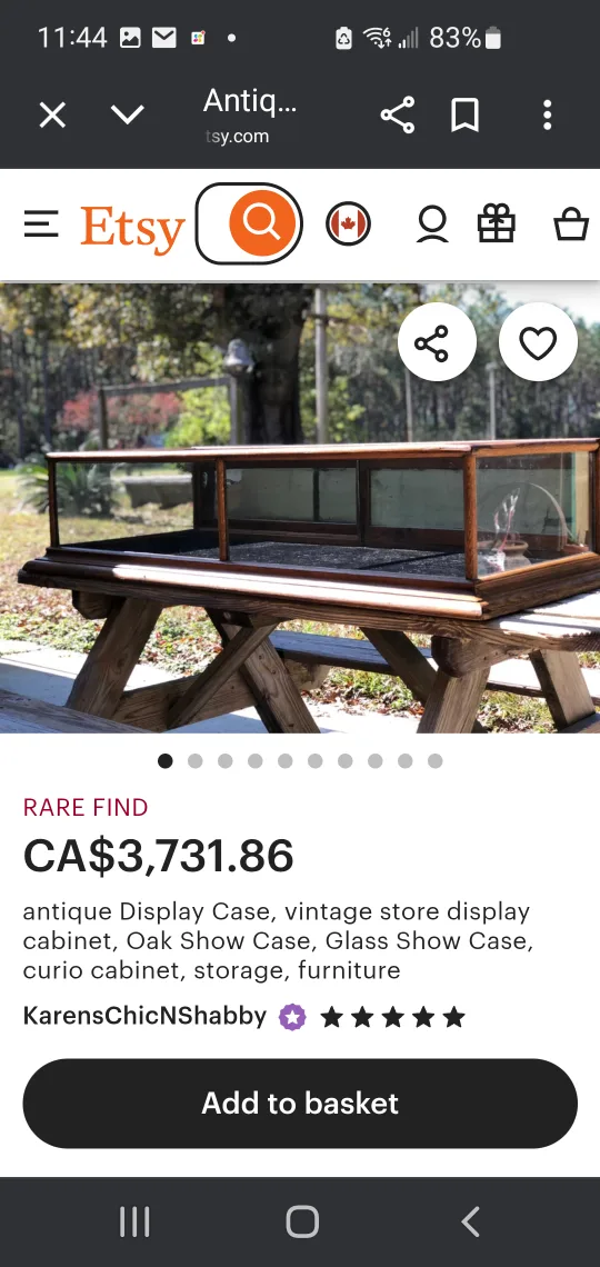 Rare 1930's Hard Wood & Glass Display Table image indicator(5)