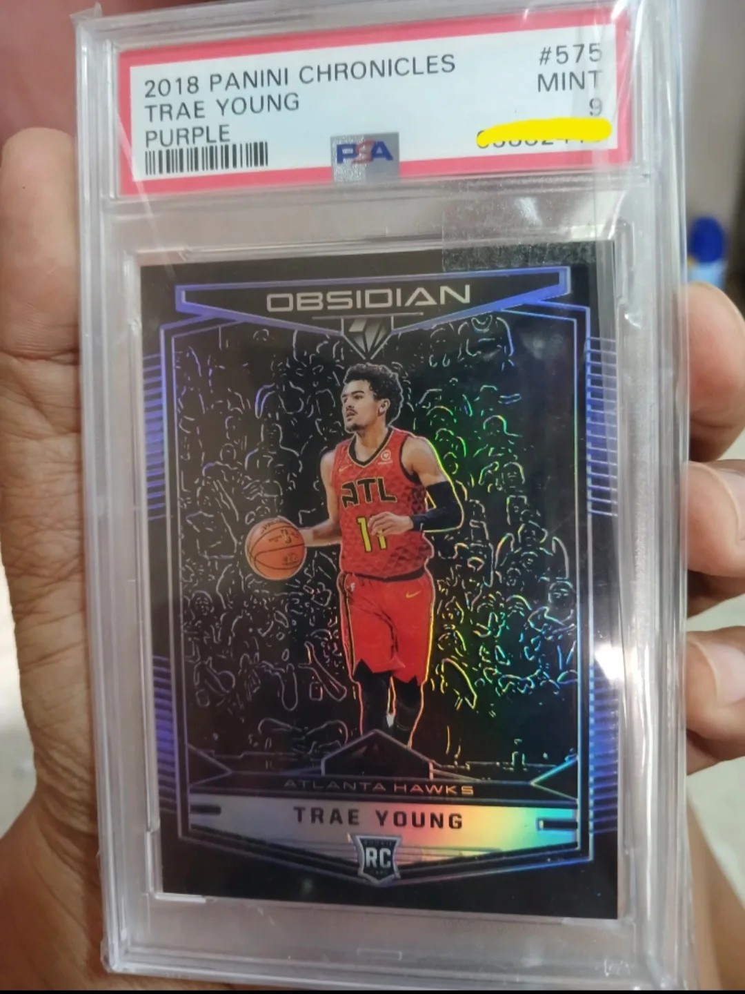 2018 Panini Chronicles Trae Young Purple #575 Mint 9 thumbnail