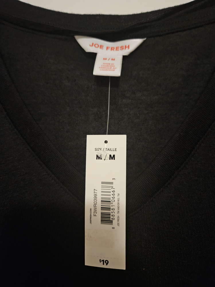 Joe Fresh Black V-Neck T-Shirt - Size M - photo 2