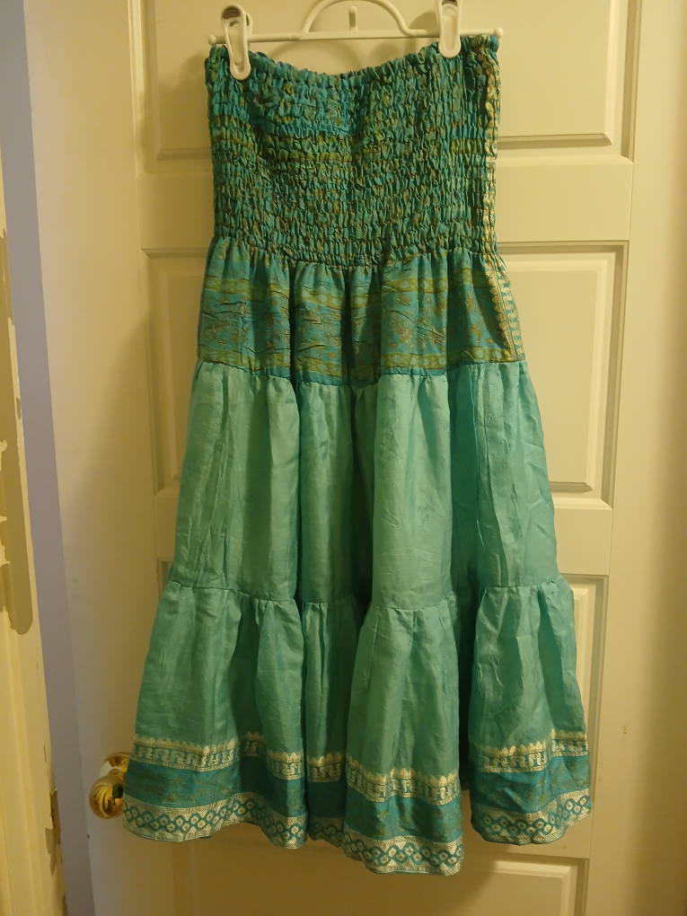 Boho Strapless Dress - Teal