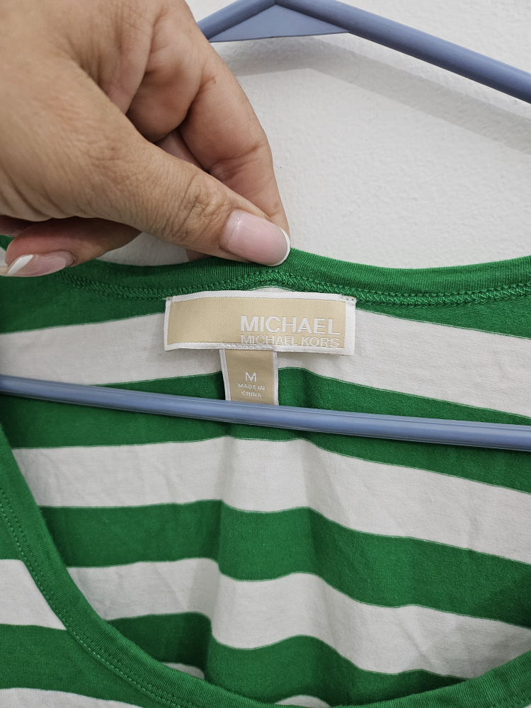 Chandail Michael Kors rayé vert et blanc - Taille M - photo 3