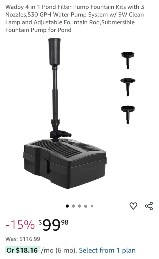 Wadoy 4-in-1 Pond Filter Pump Fountain Kit image indicator(3)