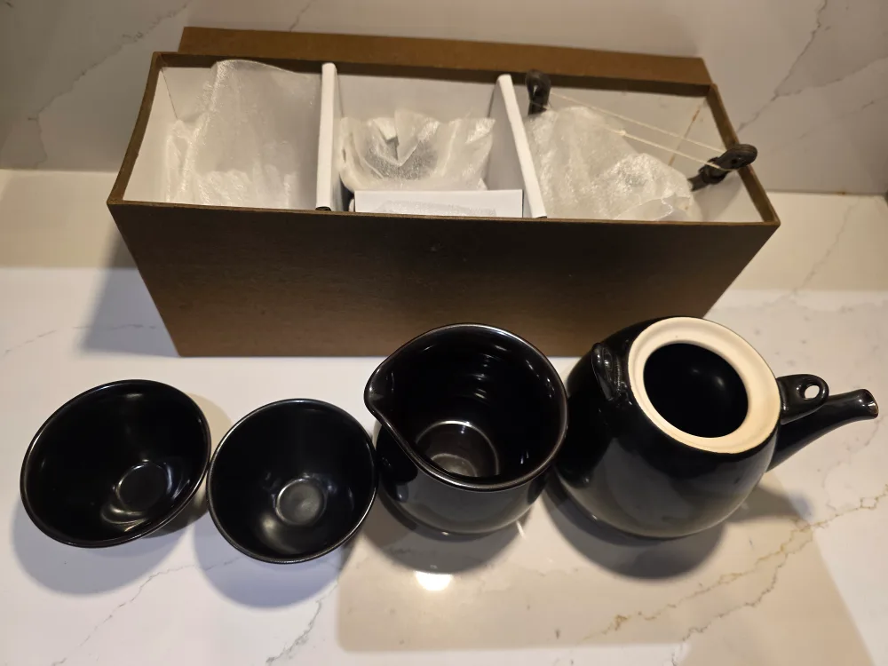 Black Ceramic Tea Set with Box image indicator(2)