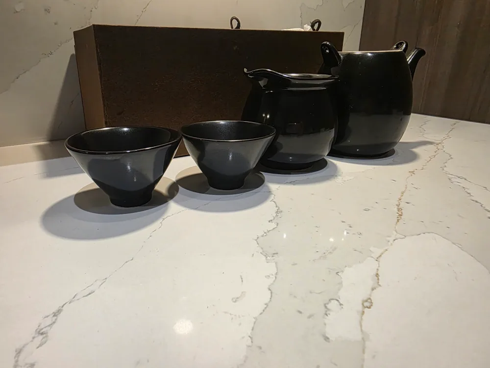 Black Ceramic Tea Set with Box image indicator(3)