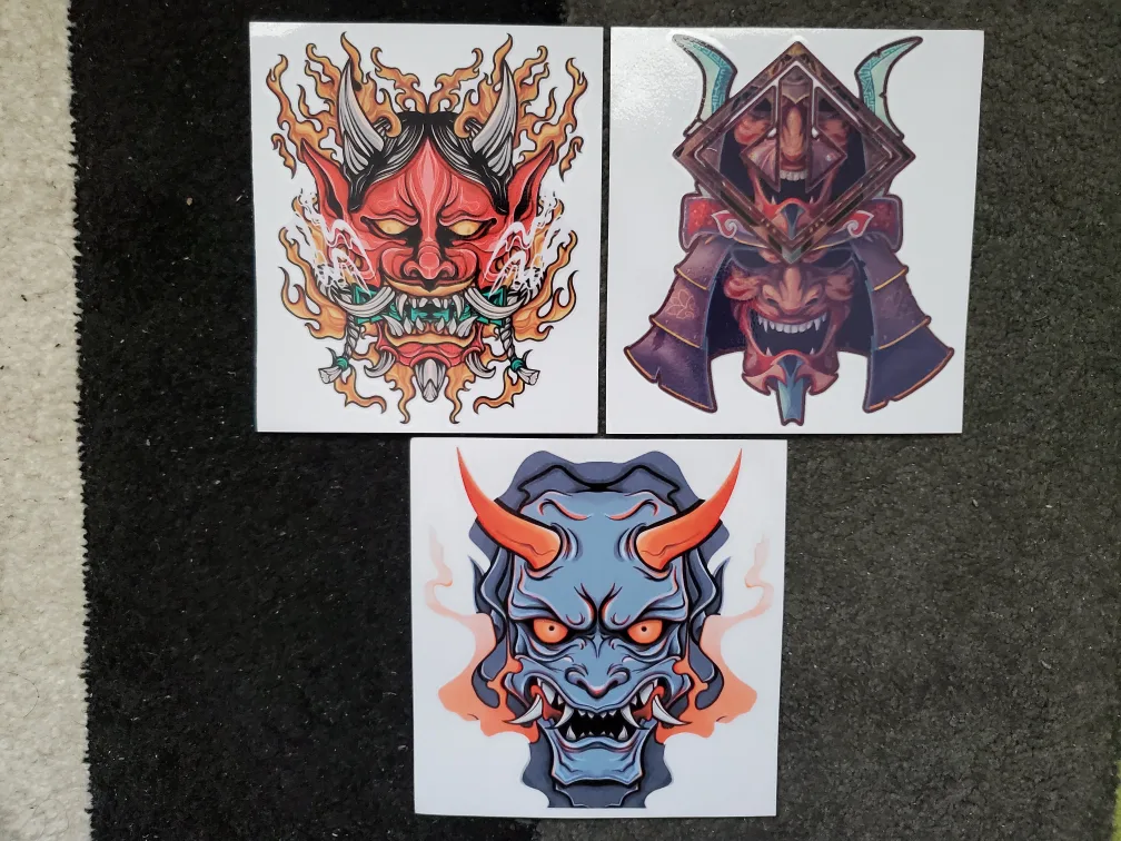 Japanese Oni Mask vinyl waterproof stickers image indicator(2)