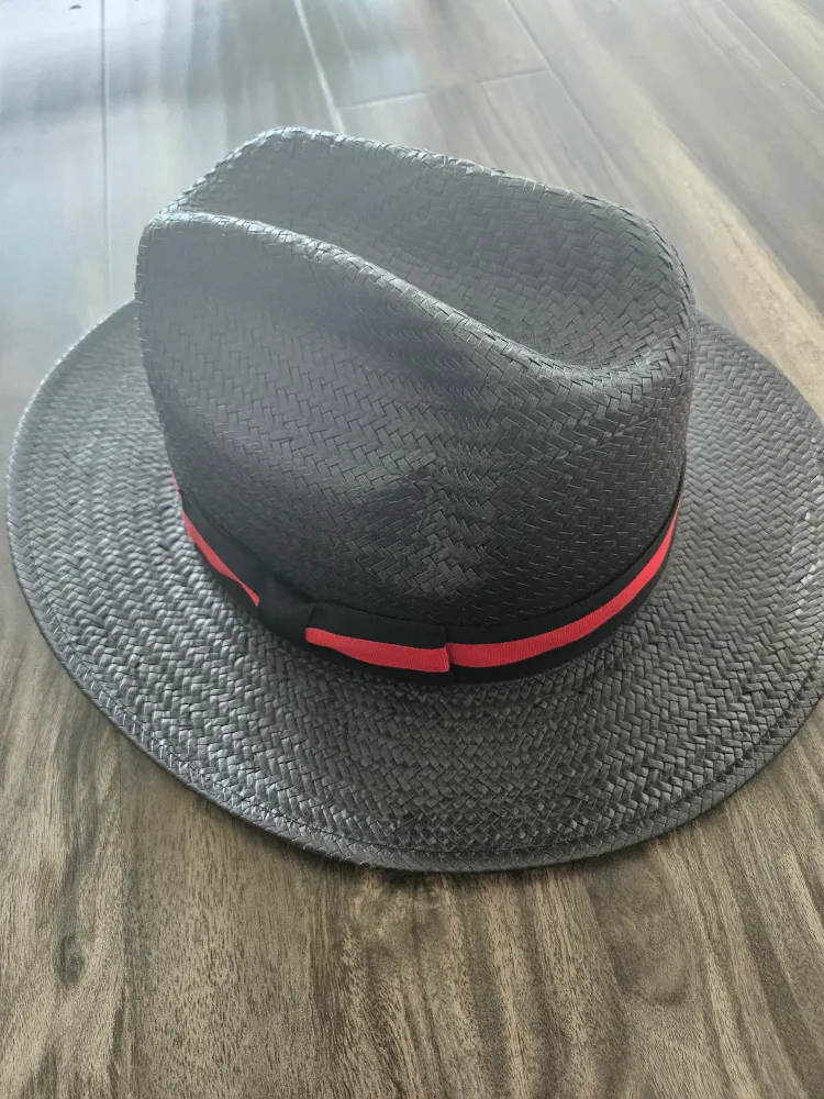 Peter Grimm Straw Fedora Hat - Black, Size L thumbnail