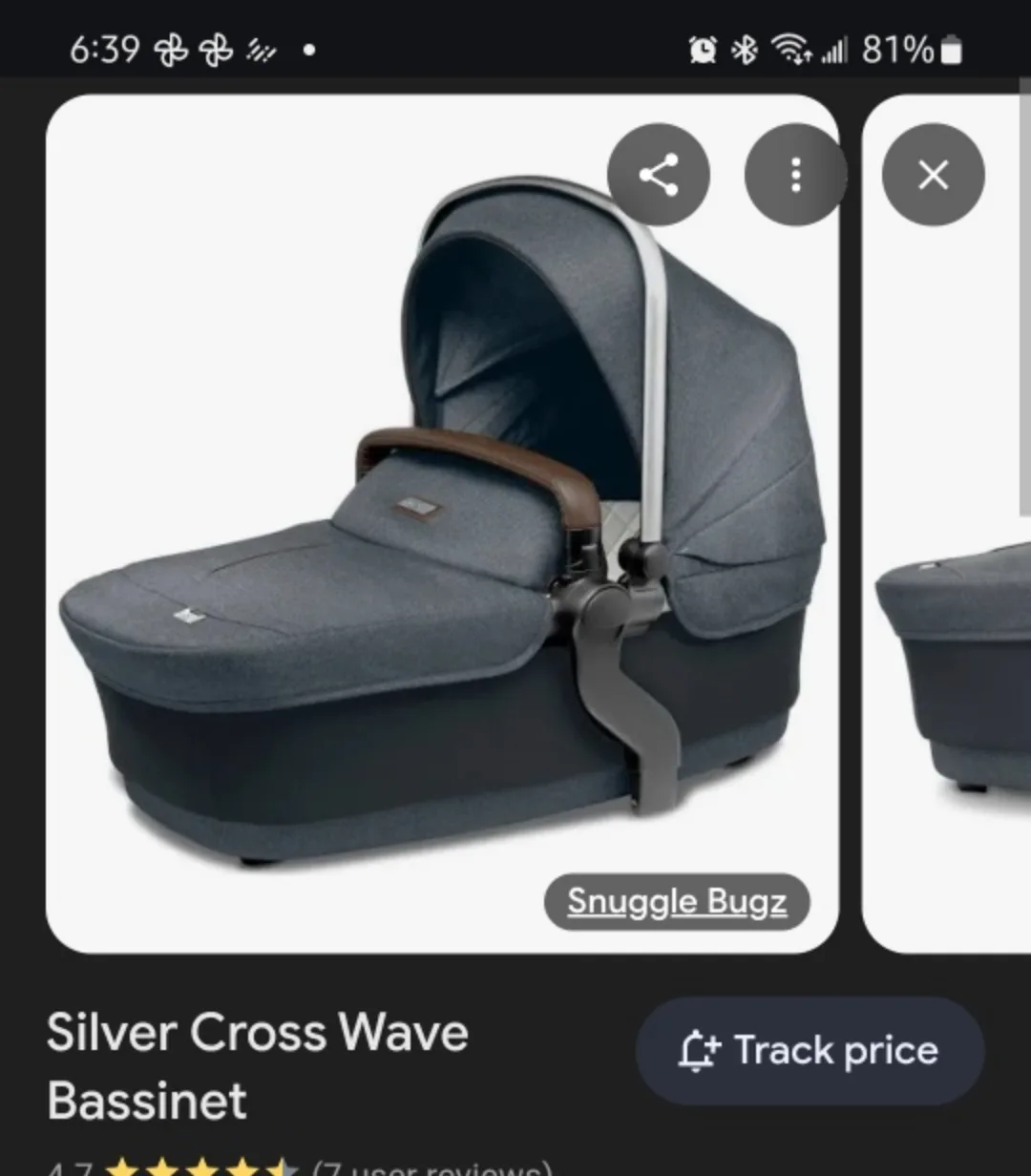 SILVER CROSS- Wave Carrycot- Pattern: Slate Grey image indicator(8)