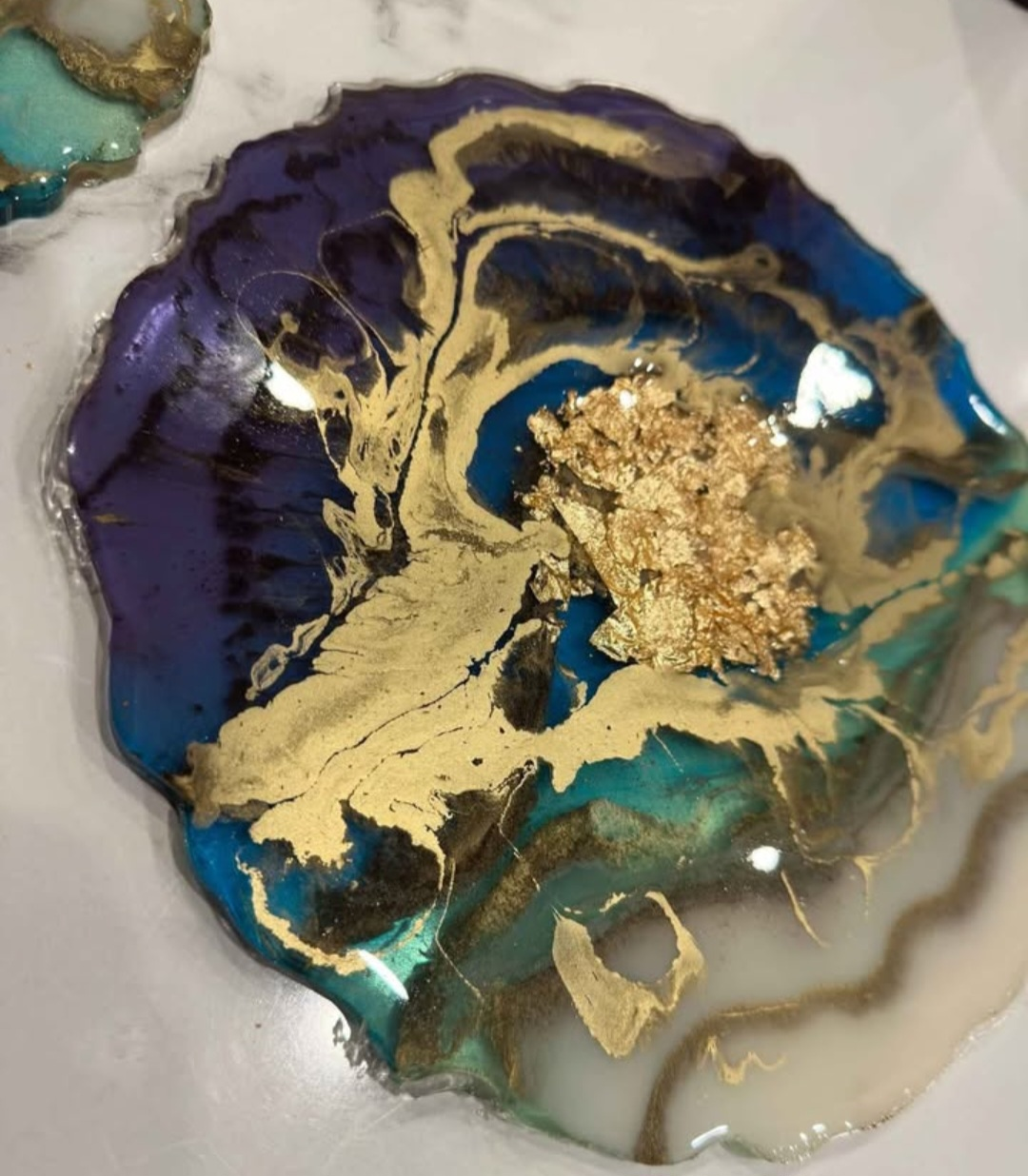 Handmade Resin Coasters with Gold Flakes