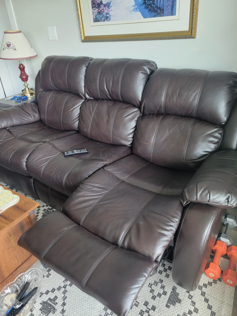 Brown Leather Reclining Sofa