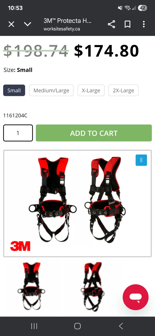 3M Protecta Harness - Size Small thumbnail
