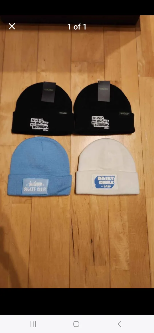 Black Music/ Light Blue/ White Beanies, Toques (Brand New) thumbnail