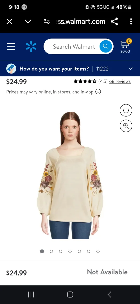 The Pioneer Woman Cream Embroidered Peasant Top thumbnail