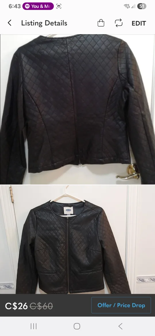 🥕#freecycle Old Navy black diamond quilted zip up jacket, M image indicator(2)