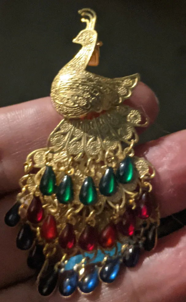 Peacock Brooch with Colourful Accents thumbnail
