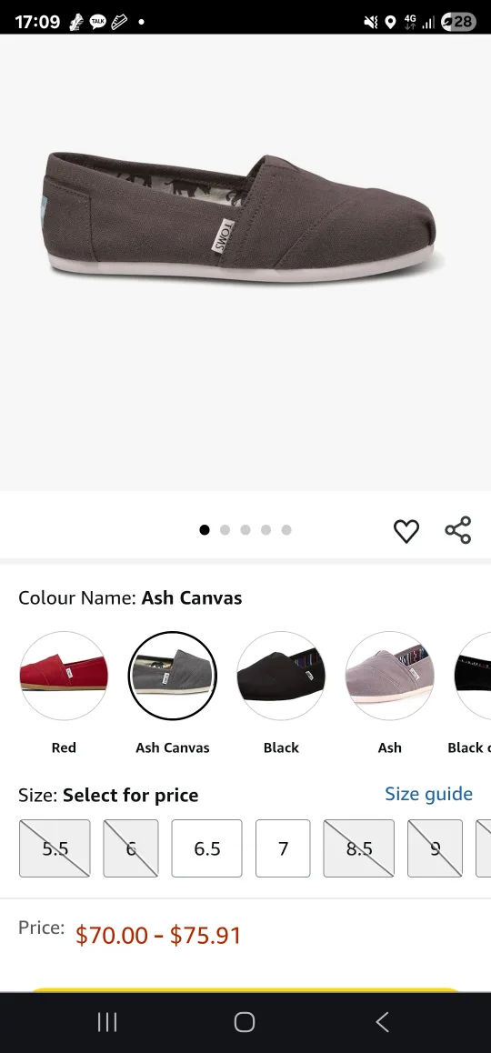 TOMS Grey Canvas Slip-On Shoes 6.5 image indicator(8)