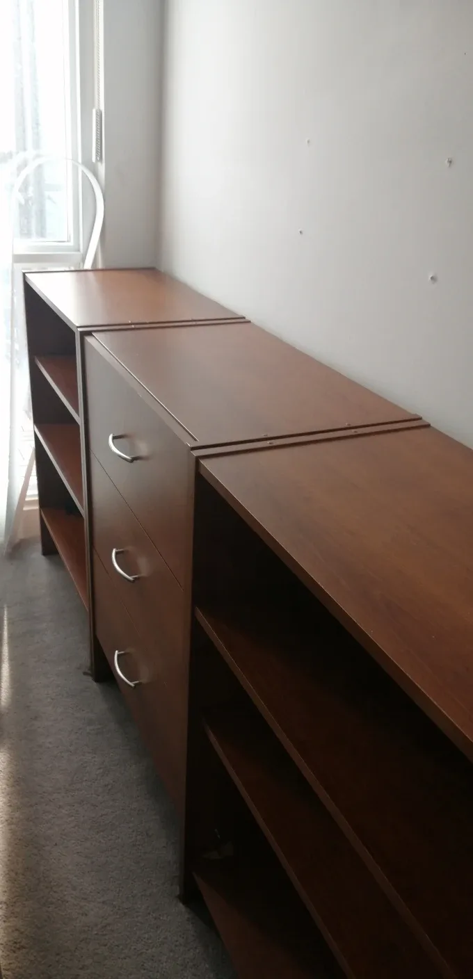Brown Wooden Dresser with Shelves