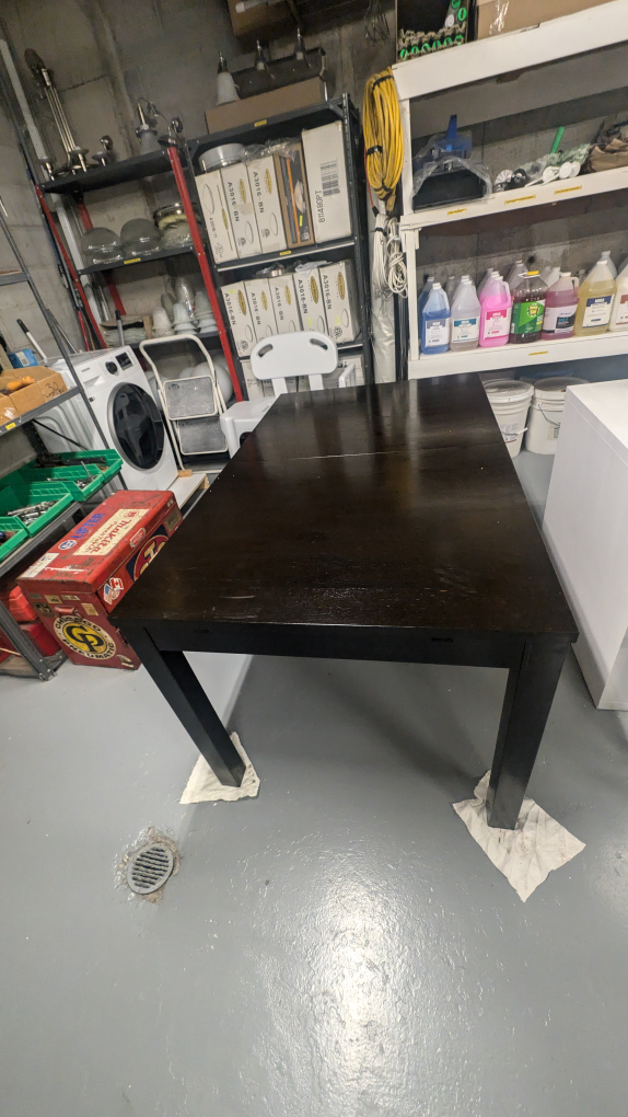 Dark Brown Wooden Dining Table with extension