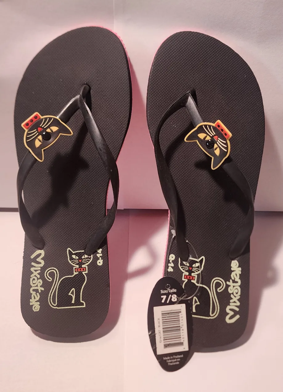 Mixstar Cat Flip Flops - Size 7/8 NEW thumbnail