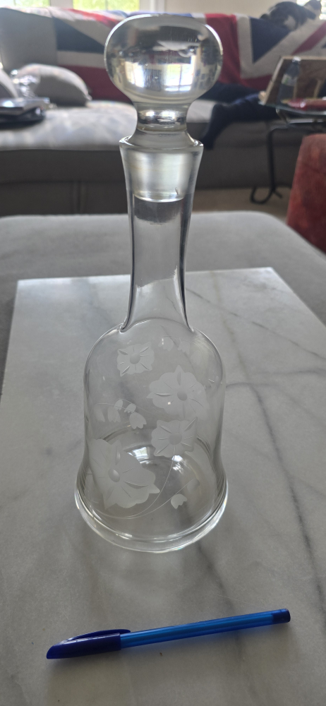 Clear Glass Decanter with Floral Design - photo 2
